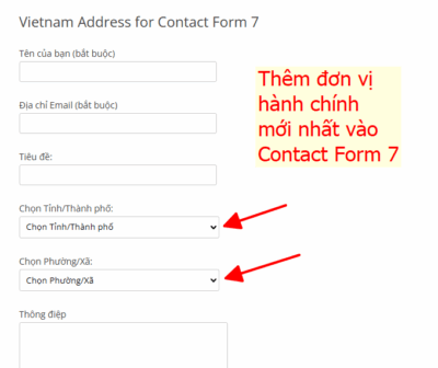 Thêm lựa chọn địa chỉ tỉnh thành vào contact form 7