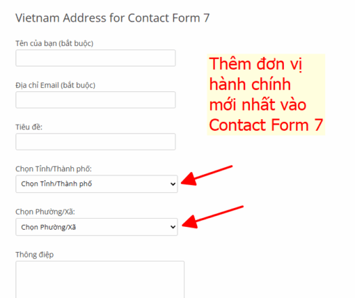 Thêm lựa chọn địa chỉ tỉnh thành vào contact form 7