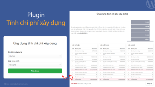 Ứng dụng tính chi phí xây dựng cho WordPress